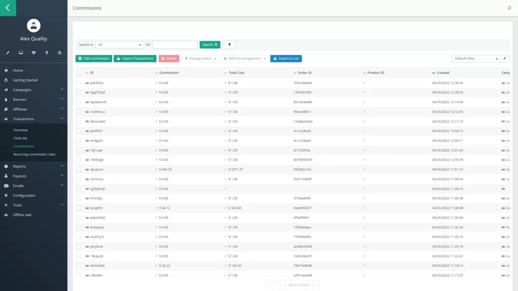Graphic showing commissions overview in Post Affiliate Pro.