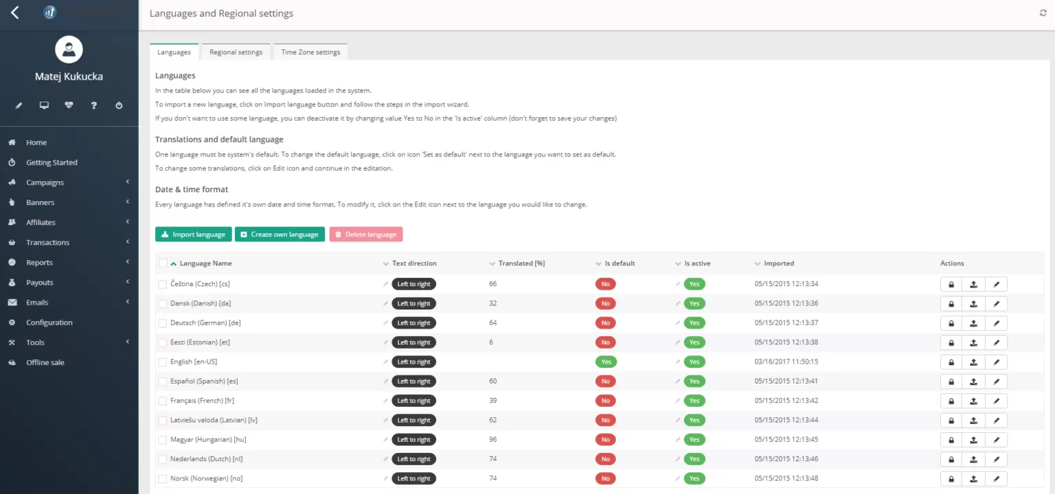 post affiliate pro configuration languages