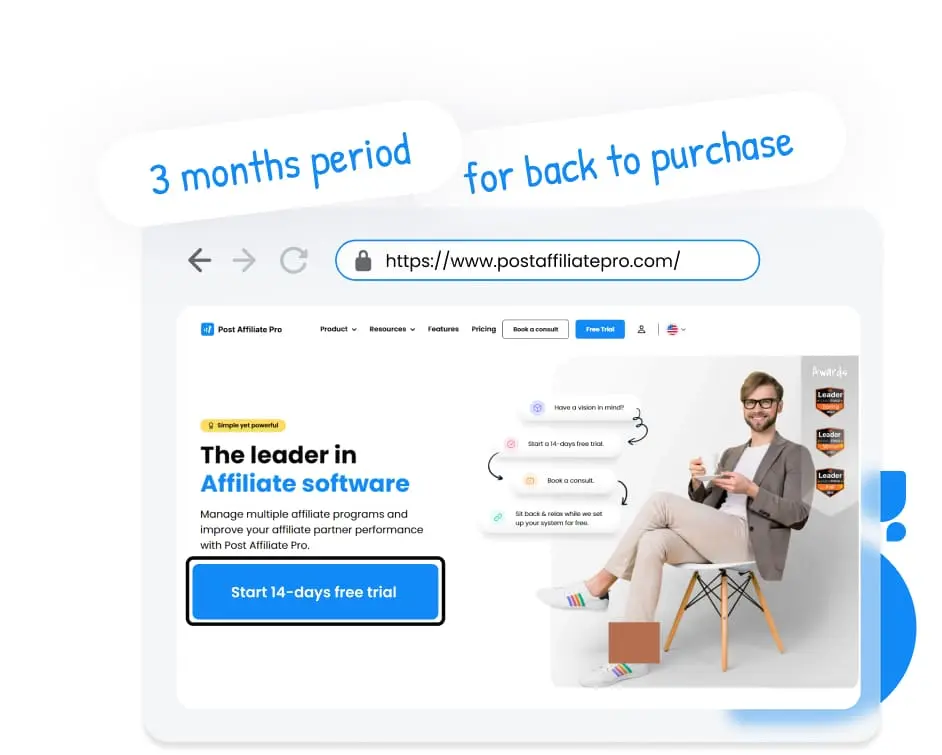 An infographic showcasing the areas Post Affiliate Pro can help you with, such as identifying the audience, creating commission structures, and more.