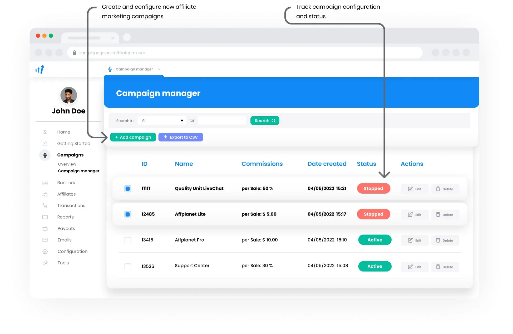 Overview of the Banner manager feature in Post Affiliate Pro.